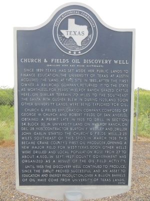 Church and Fields Oil Discovery Well Marker image. Click for full size.