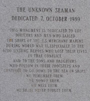 The Unknown Seaman Memorial Marker image. Click for full size.