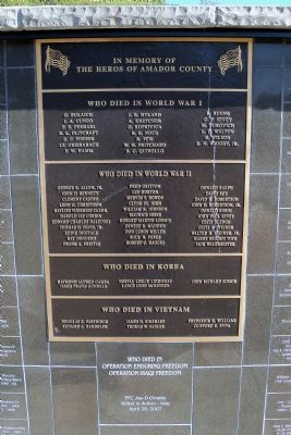 In Memory of the Heros of Amador County Marker image. Click for full size.