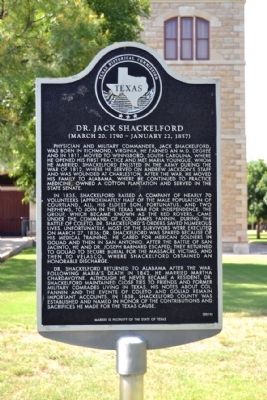 Dr. Jack Shackelford Marker. Click for full size. Dr. Jack Shackelford Marker image. Click for full size.