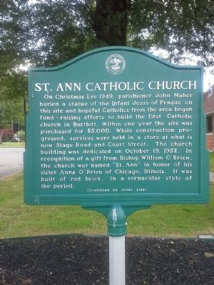 St. Ann Catholic Church Marker image. Click for full size.