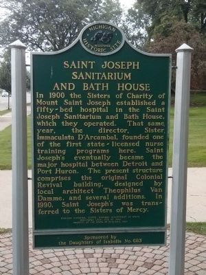 Saint Joseph Sanitarium and Bath House Marker. Click for full size. Saint Joseph Sanitarium and Bath House Marker image. Click for full size.