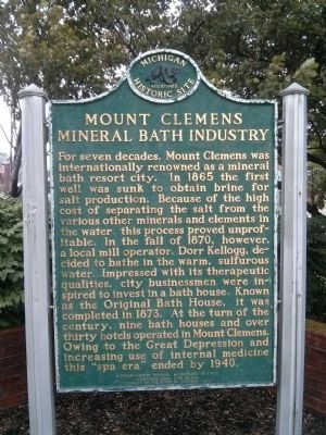 Mount Clemens Mineral Bath Industry Marker image. Click for full size.