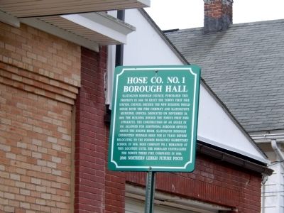 Hose Co. No. 1 Borough Hall Marker. Click for full size. Hose Co. No. 1 Borough Hall Marker image. Click for full size.