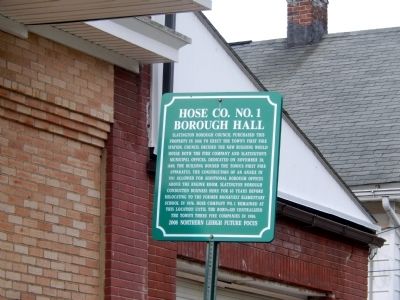 Hose Co. No. 1 Borough Hall Marker image. Click for full size.