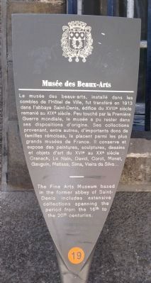 Musée des Beaux-Arts Marker. Click for full size. Musée des Beaux-Arts Marker image. Click for full size.