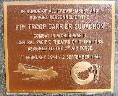 9th Troop Carrier Squadron Marker image. Click for full size.