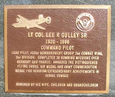 Lt Col Lee R Gulley Sr Marker. Click for full size. Lt Col Lee R Gulley Sr Marker image. Click for full size.