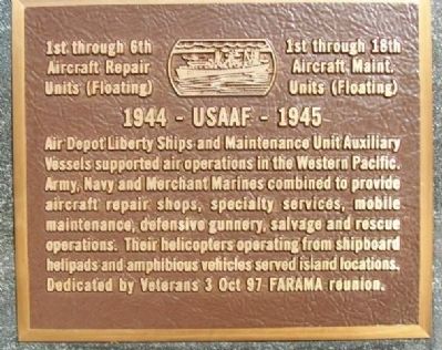 1st - 6th Aircraft Repair Units (Floating) and 1st - 18th Aircraft Maint Units (Floating) Marker image. Click for full size.