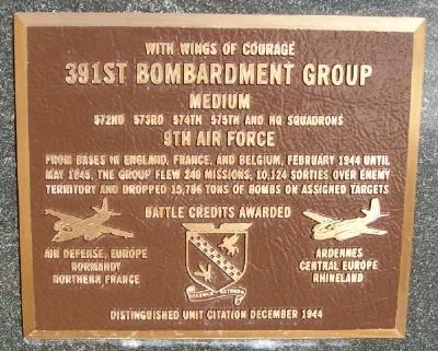 391st Bombardment Group (Medium) Marker image. Click for full size.