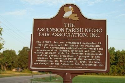 The Ascension Parish Negro Fair Association, Inc. Marker (side 1) image. Click for full size.
