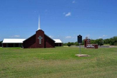 Marker in front of May United Methodist Church image. Click for full size.