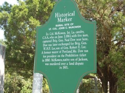 Burial Site of Lt. Col. John C. McKowen Marker. Click for full size. Burial Site of Lt. Col. John C. McKowen Marker image. Click for full size.
