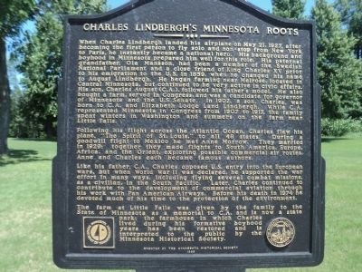 Charles Lindbergh’s Minnesota Roots Marker image. Click for full size.