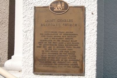 Saint Charles Borromeo Church Marker. Click for full size. Saint Charles Borromeo Church Marker image. Click for full size.