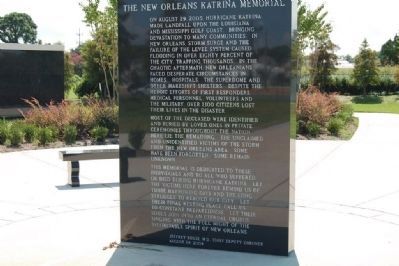 The New Orleans Katrina Memorial (side 1). Click for full size. The New Orleans Katrina Memorial (side 1) image. Click for full size.