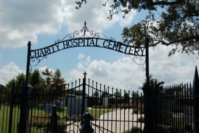 Charity Hospital Cemetery Gates. Click for full size. Charity Hospital Cemetery Gates image. Click for full size.