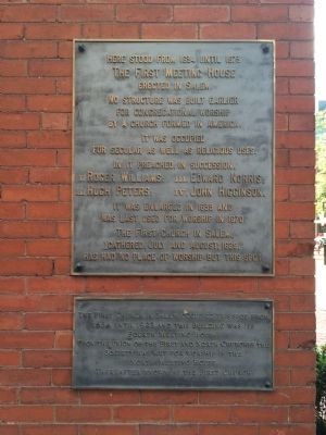 The First Meeting House Erected in Salem Marker. Click for full size. The First Meeting House Erected in Salem Marker image. Click for full size.