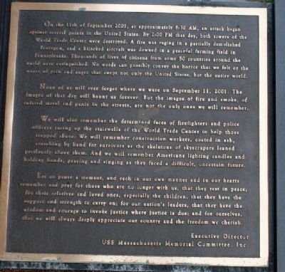 Battleship Cove 9-11 Memorial Marker image. Click for full size.
