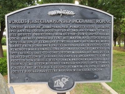 World's First Championship Jackrabbit Roping Marker image. Click for full size.