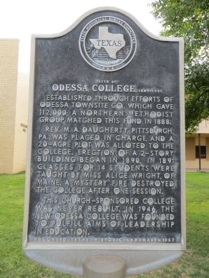 Site of Odessa College Marker. Click for full size. Site of Odessa College Marker image. Click for full size.