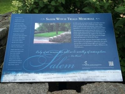 The Salem Witch Trials Memorial Marker image. Click for full size.