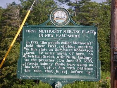 First Methodist Meeting Place In New Hampshire Marker. Click for full size. First Methodist Meeting Place In New Hampshire Marker image. Click for full size.