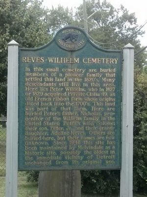 Reves-Wilhelm Cemetery Marker image. Click for full size.