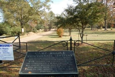 Camp Moore Confederate Cemetery Marker. Click for full size. Camp Moore Confederate Cemetery Marker image. Click for full size.