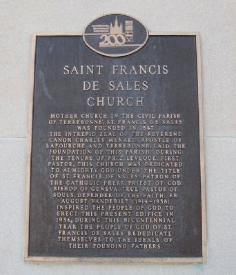 St. Francis de Sales Church Marker image. Click for full size.
