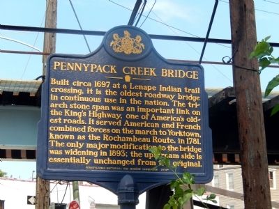 Pennypack Creek Bridge Marker - old location image. Click for full size.