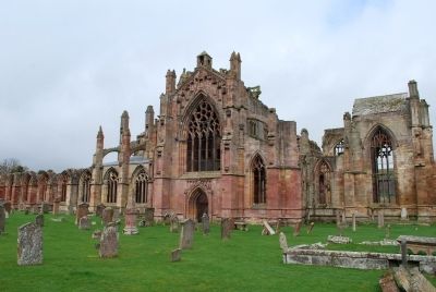 Melrose Abbey image. Click for full size.