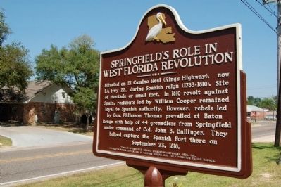 Springfield's Role in West Florida Revolution Marker image. Click for full size.