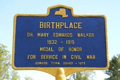 Birthplace Dr. Mary Edwards Walker Marker image. Click for full size.