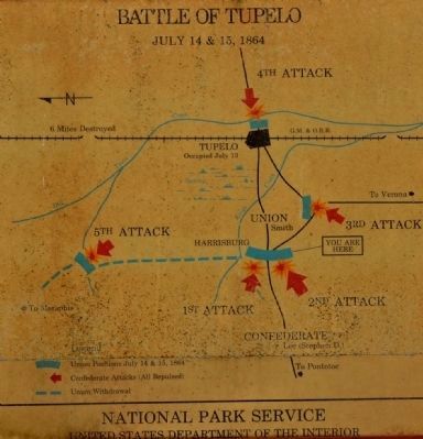 Battle of Tupelo Map. Click for full size. Battle of Tupelo Map image. Click for full size.