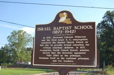 Israel Baptist School Marker image. Click for full size.