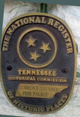 Clarence Saunders' "Pink Palace" National Register Marker. Click for full size. Clarence Saunders' "Pink Palace" National Register Marker image. Click for full size.