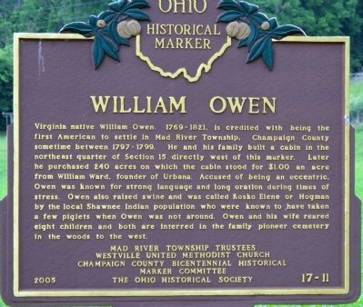 William Owen Marker image. Click for full size.