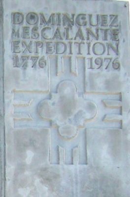 Closeup of Upper Right, Dominguez y Escalante Expedition Marker image. Click for full size.