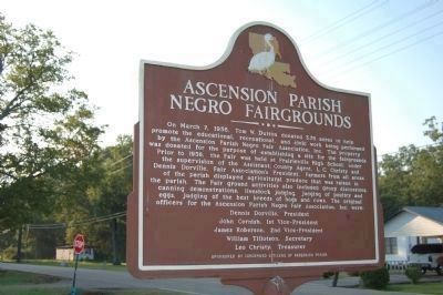 Ascension Parish Negro Fairgrounds Marker (Side 2) image. Click for full size.