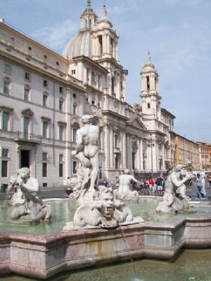 Fountain of the Moors and Church of St. Agnes in Agony on Navona Square image. Click for full size.