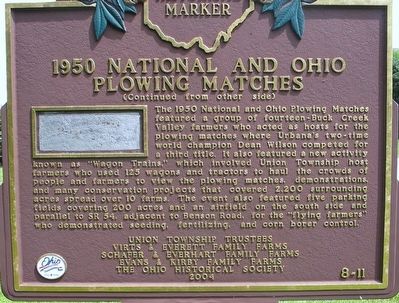 1950 National and Ohio Plowing Matches Marker image. Click for full size.