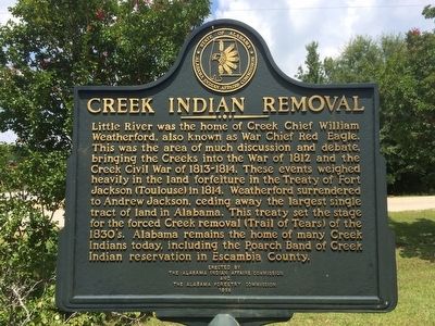 Creek Indian Removal Marker. Click for full size. Creek Indian Removal Marker image. Click for full size.