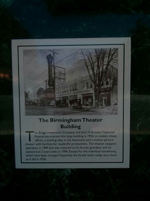 The Birmingham Theater Building Marker image. Click for full size.
