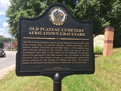 Old Plateau Cemetery Africatown Graveyard Marker image. Click for full size.
