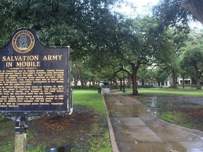 View of marker looking diagonally thru Bienville Square. image. Click for full size.