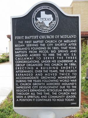 First Baptist Church of Midland Marker image. Click for full size.