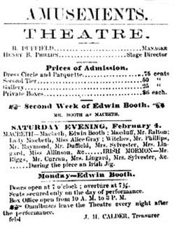 Theatre playbill for Edwin Booth. image. Click for full size.