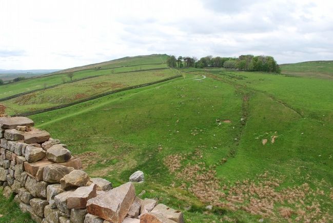 View of Steel Rigg Carpark from atop Hadrian's Wall. Click for full size. View of Steel Rigg Carpark from atop Hadrian's Wall image. Click for full size.