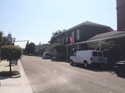 View east on Dauphin Street with marker on extreme right. image. Click for full size.